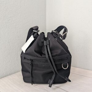 NWT Longchamp Le Pliage Neoprene Bucket Bag Crossbody In Black